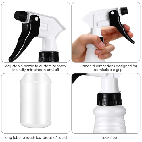 Yinder 18 Pcs 16 Oz Plastic Spray Bottle Bulk Empty Refillable Spray Bottles for Cleaning Solution Leak Proof Water Sprayer with Adjustable Nozzle Mist/Stream Mode(Black,White) - color: Black,White