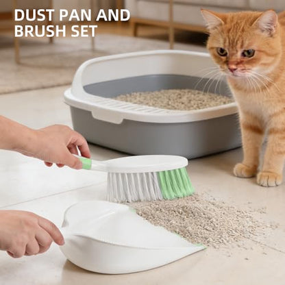 NACENA Dust Pan and Brush Set, Large Hand Broom and Dustpan Set Large Brush and Dustpan Set for Camping Broom and Dustpan Combo for Daily Cleaning Pet Hair Office Home Car, Light & Green - color: Light & Green