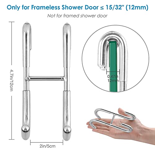Simtive 12-Inch Shower Squeegee (Includes 1 Shower Door Hook and 1 Adhesive Hook), Shower Door Hooks (2-Pack), Both Silver, 2 Item Bundle