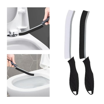 Toilet Brush, 2 Pcs Bathroom Cleaning Brush, Gap Scrub Brush with Hanging Hole, Multifunctional Hard Bristle Crevice Cleaning Brush, Cleaner Tools for Sinks, Tub, Shower, Tile, Toilet Seat (2, Black) - color: Black