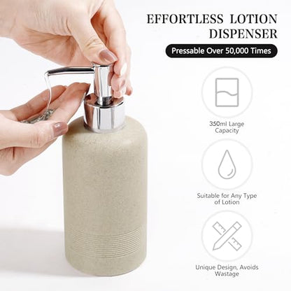 YMXYJM 2pcs/Set Hand Soap Dispenser Sets - 10.8oz Refillable Resin Liquid Soap Dispensers with Rust-Proof Pump for Bathroom Countertop or Kitchen, Beige - color: Beige