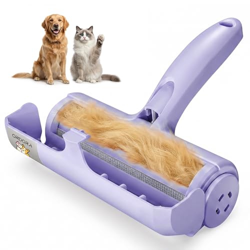ORDORA Pet Hair Removal Tool: Reusable Lint Roller for Pet Hair - Portable Pet Hair Remover - Dog and Cat Hair Remover for Couch, Bedding, Car, Rugs & Furniture, for Multi-Pet Homes (Purple) - color: C：violet