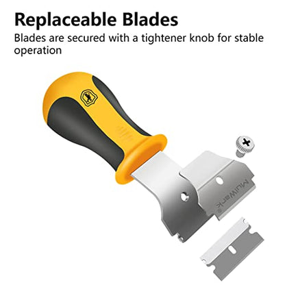 MulWark Razor Blade Scraper | 2 Handles Razor Scraper Set With Extra 12pcs Blades Heavy Duty Paint & Glass Scraper Tool With Extendable Handle for Windows, Oven Cleaning & Surface Prep - style: 2 Handles Razor Blade Set with 10PCS Blades