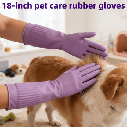 Waterproof Thickened Latex Household Cleaning 18inch Gloves Red Long Sleeved Heavy-duty Reusable 2 Pairs Black - color: Purple, size: Small