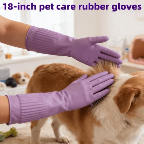 Waterproof Thickened Latex Household Cleaning 18inch Gloves Red Long Sleeved Heavy-duty Reusable 2 Pairs Black - color: Purple, size: Medium