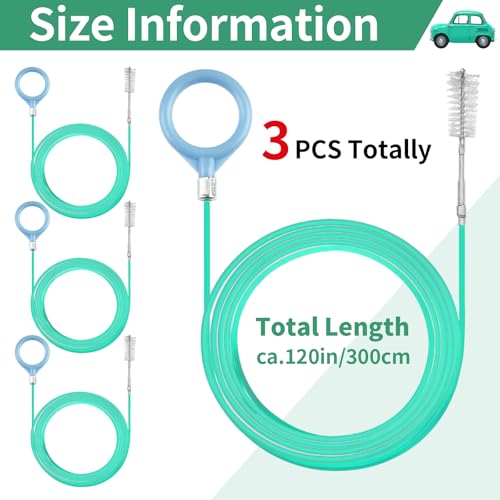 3 pcs Auto Sunroof Drain Cleaning Tool, 120 Inch Long Flexible Tube Cleaning Brush, Drain Brush Pipe Cleaners for Car Sunroof Windshield Wiper Drain Hole