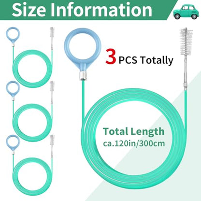 3 pcs Auto Sunroof Drain Cleaning Tool, 120 Inch Long Flexible Tube Cleaning Brush, Drain Brush Pipe Cleaners for Car Sunroof Windshield Wiper Drain Hole