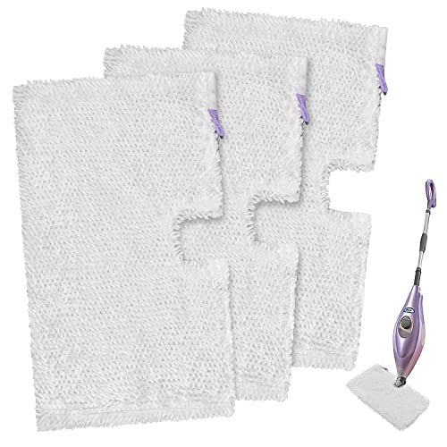 3 Pack Microfiber Steam Mop Replacement Pads for Shark Steam Mop S3500 Series S3501 S3601 S3550 S3901 SE450 S3801CO S3601D S2901 S2902 Steam Pocket Mop Pads for Floor Cleaning Reusable Shark Mop Pads - color: White, size: 3
