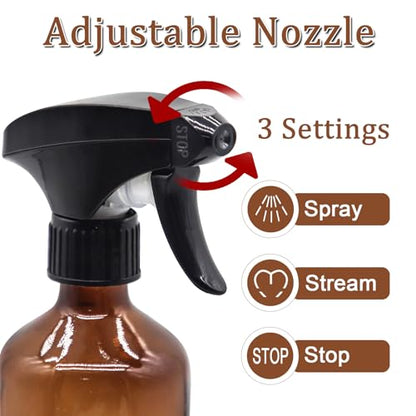 OFFIDIX Glass Spray Bottles for Cleaning,16 OZ 2 Pack Continuous Empty Water Mister Spray Bottles for Hair,Plants Mister,Adjustable Nozzle,Amber - color: Amber