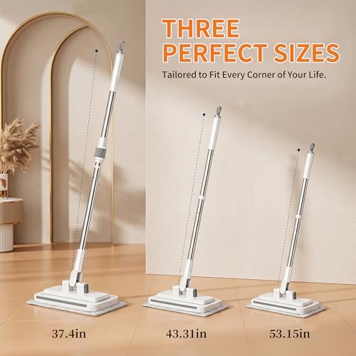 Hands Free Multi Purpose Flat Mop, Hands Free Flat Mop One Click Cloth Change, Hands Free Mops with Reusable Cloths & Mops Hook for Wet Dry Floor Cleaning (43in) - color: 43in
