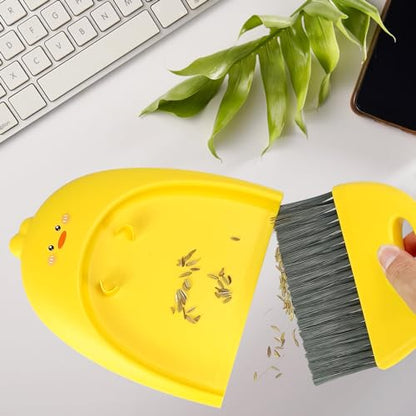 Small Broom and Dustpan Set,1pc Dust Pan and Brush Set,SUP Cute Little Yellow Duck Hand Mini Broom and Dustpan Set,Small dust pan Mini for Tabletop Debris,Keyboards&Clean Pet Cages (Duck) - style: Duck