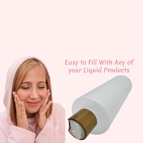 Empty Cosmetic Bottles 16oz/500ml with Bamboo Disc Top Flip Cap for Shampoo Lotion Liquid Soap,Cream,Refilable Plastic Squeeze Travel Size Toiletry Bottles Frost Clear - color: Frost Clear, size: 16.9 Ounces