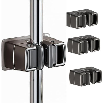 4 Pack Heavy Duty Mop Holder Wall Mount, Strong Adhesive Hanger for Broom Closet Organizer, Space Saving Utility Hooks for Bathroom Kitchen Garage Storage - style: 4PCS