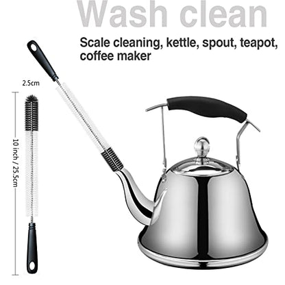 5Pcs Bottle Cleaning Brushes Multipurpose Brush - Bottle Cleaner for Washing Narrow Wine/Beer Bottles, Thermos, S’Well, Sports Water Bottles, Plus Kettle Spout/Lid Brush, Straw Brush (Black)