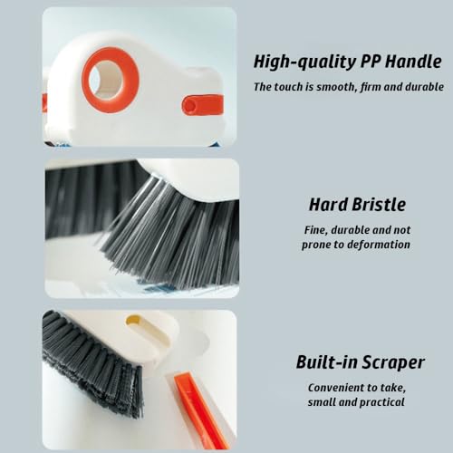 2 in 1 Groove Cleaning Brush Window Track Cleaning Tools, 2026 New Multifunction Hard Bristle Crevice Brush with Scraper for Shutter Door, Sliding Door, Window Sill, Window Seal (Gray) - color: Gray