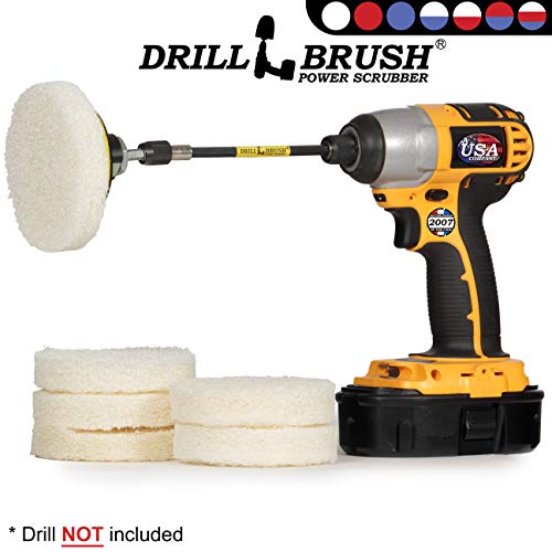 Drill Brush - Drill Power Pad Set - Bathroom - Drill Scrubber Attachment - Cleaning Pads - Shower Door - Baseboard - Power Cleaner - Bathroom Sink - Shower Cleaner - Vinyl Flooring - Scrub Pads - color: 6X White Pads