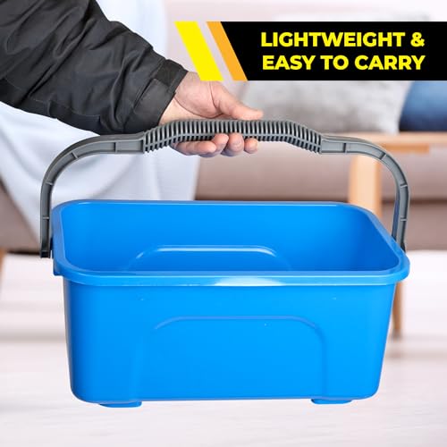 3-Gallon Heavy-Duty Cleaning Bucket - Durable High-Grade Plastic, Rectangular Design for Window Washing & General Cleaning, Sturdy Comfort-Grip Handle, Compact & Easy Storage