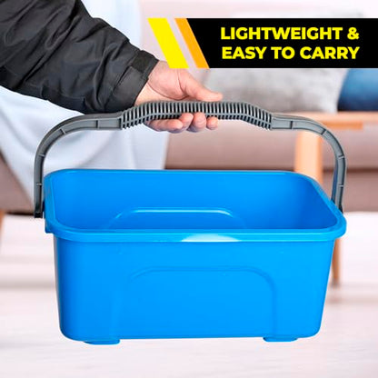 3-Gallon Heavy-Duty Cleaning Bucket - Durable High-Grade Plastic, Rectangular Design for Window Washing & General Cleaning, Sturdy Comfort-Grip Handle, Compact & Easy Storage