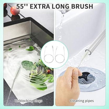 16 Pcs Ice Maker Machine Cleaning Brush Set Tools for Housekeeping, Humidifier Cleaning Brush, 2 Pcs 55 in Pipe Brushes Nylon Bristles with 12 Professional Crevice Clean Brushes for Household
