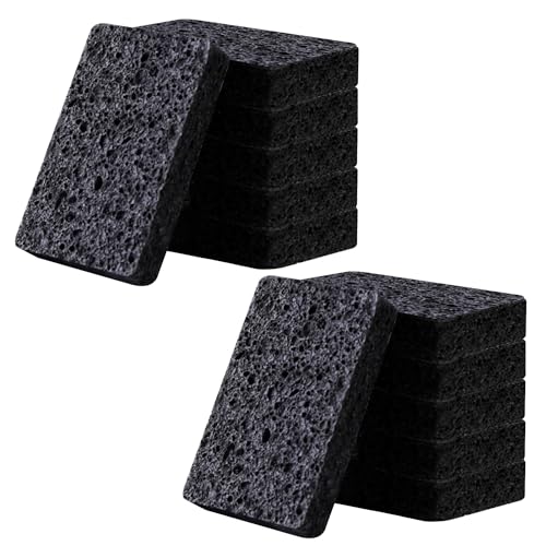 12 - Pack Non-Scratch Scrub Sponges - Sponges for Dishes and Washing Dishes, Cleaning Sponges for Kitchen Home Bathroom Cars, Funny Cut-Outs DIY for Kids (Black) - color: Black, size: 12 - Pack