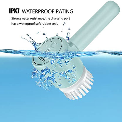 Electric Spin Scrubber, 3-in-1 Cordless Rechargeable Shower Scrubber with 3 Replaceable Cleaning Brush Heads for Bathroom/Kitchen/Floor/Tile