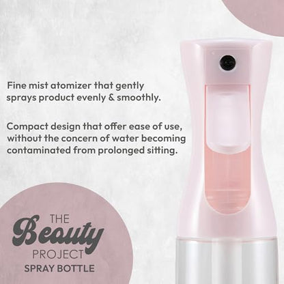 Spray Bottle Mister for Hair - Continuous Mister, Fine Water Mist, Trusted by Professional Salons & Barbers, 10.1oz - Clear Bottle (Light Pink) - color: Light Pink