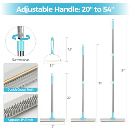 Carpet Rake for Pet Hair Removal, 2026 Upgraded Reusable Pet Hair Remover Broom, 54’’ Adjustable Long Handle Dog & Cat Carpet Rake,2 Pcs Carpet Brush Rake for Rugs, Mats, Couch, Furniture
