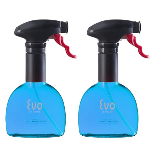 Evo Mini Oil Sprayers, Non-Aerosol for Olive Oil, Cooking Oils, and Vinegars, Blue, 8-Ounce Capacity, Set of 2 - color: Blue