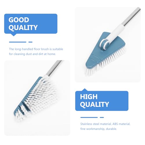 Bathroom Floor Cleaning Brush Long Handle Hard Bristle Tile Scrub Brush Dark Blue Multi-Purpose Floor Cleaner for Bathtub and Toilet Cleaning