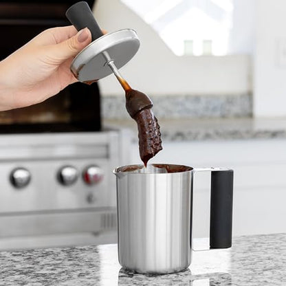 Outset Basting Brush and Pot, Stainless Steel Sauce Brush and Cup For Grill and Kitchen - size: 6.75" Stainless Steel