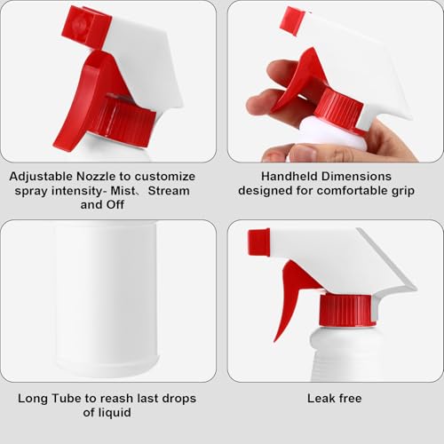 Eccliy 12 Pcs 16 Oz Plastic Spray Bottle, Adjustable Empty Reusable Sprayer for Cleaning, Planting, Water, Bathroom and Kitchen, BBQ, Commercial and Residential (New,Red) - color: Red, size: New