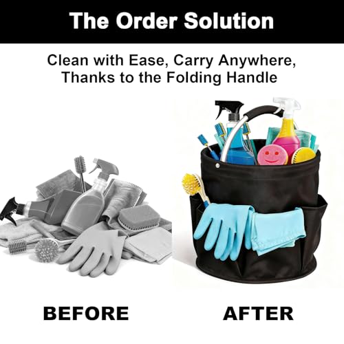 Cleaning Caddy for Cleaning Supplies,Cleaning Supplies Organizer | Foldable, Storage Basket,17L Capacity,Handle,Oxyford Cloth,6 Pockets
