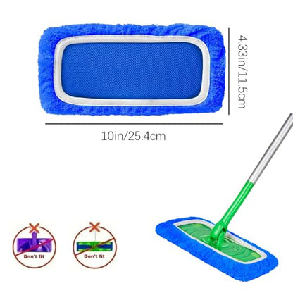 3 Pack Dark Blue Microfiber Mop Pads - Reusable Washable Refills for Wet & Dry Floor Cleaning - Fits Most Standard Mops - Household Cleaning Pads - color: Dark Blue