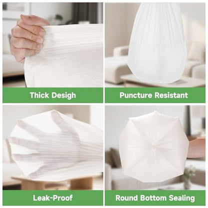 1.6-Gallon Mini Trash Bags Biodegradable - Unscented 100 Count White Small Garbage Bag with Handles Leakproof Strong Thick Waste Basket Liners for Desk, Car, Bedside Table Heihaily - style: Bio-1.6Gal-White100