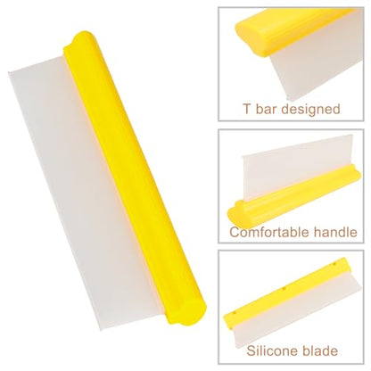 Car Squeegee,12 inch Silicone Automotive Water Wiper for Drying,Flexible Auto T-Bar Water Blade for car, Windshield, Glass, Window, Bathroom(Yellow) - color: Yellow