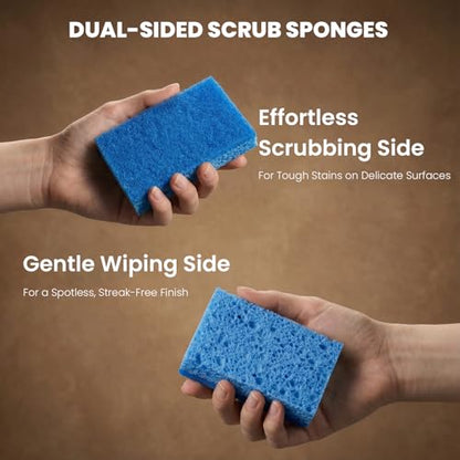 Metflavor Kitchen Sponges, 6 Count, Non-Scratch Scrub Sponge, Dual Sided Cleaning Sponges for Dishes, Kitchen, Bathroom - size: 6 Pack