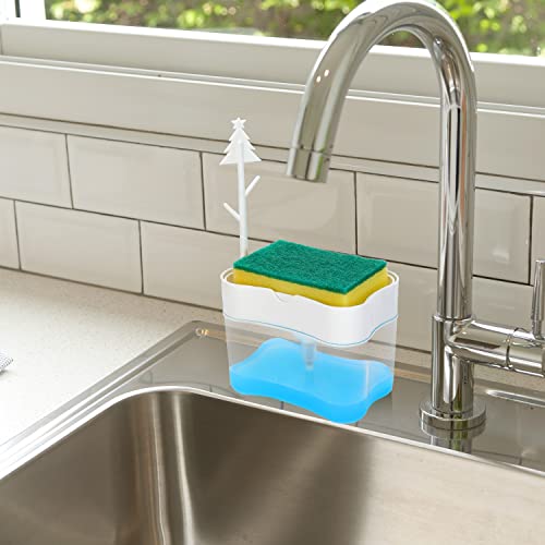 New 2026 Version Premium Quality Dish Soap Dispenser - Countertop Kitchen Soap Dispenser, Sink Dish Washing Soap Dispenser 13 Ounces (Sponge Included) - color: White