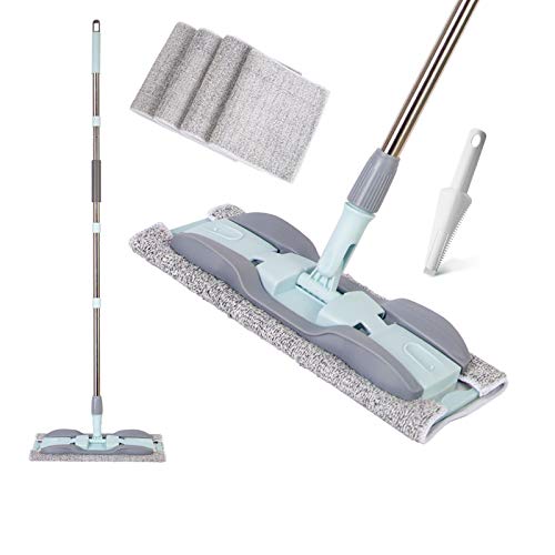 2-in-1 Microfiber Mop for Wet & Dry Use, 15-Inch with 4 Washable Pads, Adjustable Handle for Effortless Deep Cleaning and Floor Protection - size: 15 IN