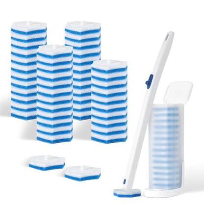 Disposable Toilet Brush with 48 Refills,Cleaning wand,No-Touch Hygienic Cleaning System - size: 1+48 Refills