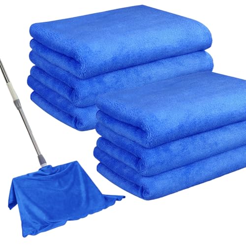 6 Pack Microfiber Cleaning Cloths Extra Large 30" x 20",XL Rags Washable Reusable Streak Free Lint Free Towels for Floor Mop,Glass,Windows,Kitchen,Bathroom,Office & Car Cleaning(Blue)