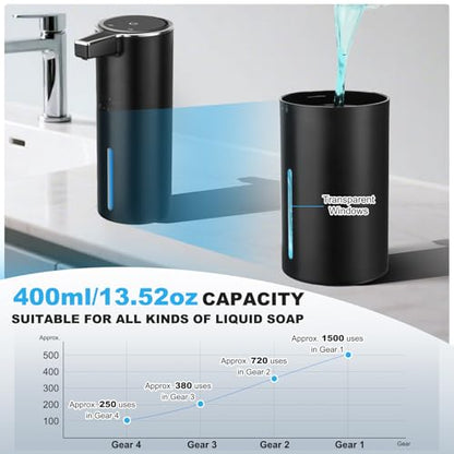 2 Pack Automatic Soap Dispenser: 13.52oz/400ml Wall Touchless Liquid - 4-Level Adjustable Modern Electric Hand Soap Dispenser - Kitchen Bathroom Kids Family Black - color: 2 Pack Black Liquid