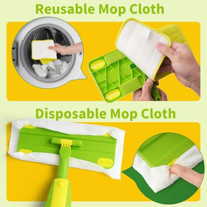 Kids Spray Mop,Toddler Mop Cleaning Set, Real Working Mini Mop & Kids Broom Dustpan Set, Housekeeping Pretend Play Toy, Montessori Kid Cleaning Toy Set Includes Organizer Clip -Green - size: Mop & Broom Set, style: Green