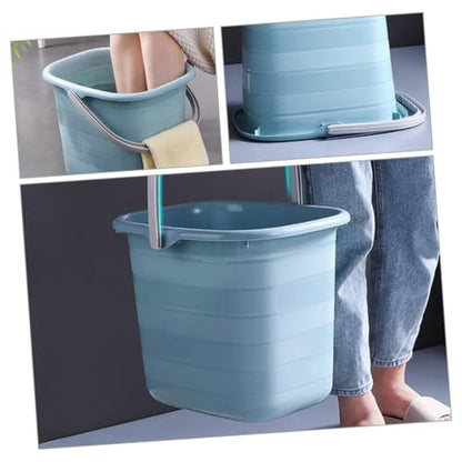 SOLUSTRE Rectangular Plastic Water Bucket with Handle 11l, Portable Household Storage and Mop Bucket for Cleaning, Blue Multifunctional Water Holder for Laundry and Bathing