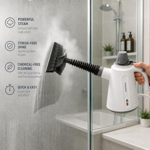 Handheld Steam Cleaner with 14 Accessories, High-Pressure Multi-Surface Steam Cleaner for Grout, Tile, Floors, Kitchen, Bathroom, Upholstery, and Car Detailing