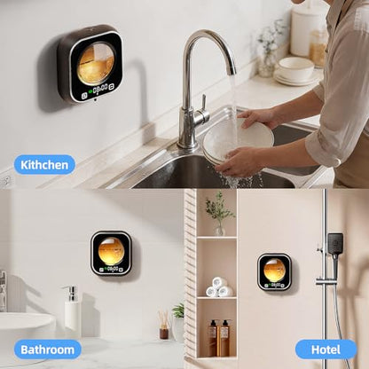 Automatic Liquid Soap Dispenser, Wall Mounted Soap Dispenser, 320ML Electric Touchless Rechargeable, Self-Cleaning & Transparent Window, No-Drill Waterproof for Bathroom, Kitchen - color: Black
