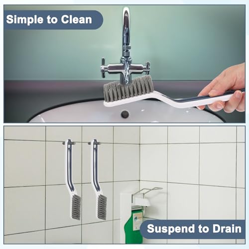 uxcell Crevice Cleaning Brush with Tweezer, Hard Bristle Gap Brush for Tidying Narrow Space, Deep Cleaning Supplies for Kitchen Sink, Toilet, Bathroom, Bathtub, Home, Window, White 2Pcs - color: White