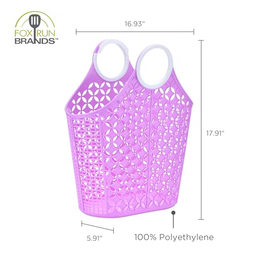 Fox Run Purple Cleaning Caddy, Laundry and Produce Basket with Built-In Handles, 6" x 14" x 18" - color: Purple