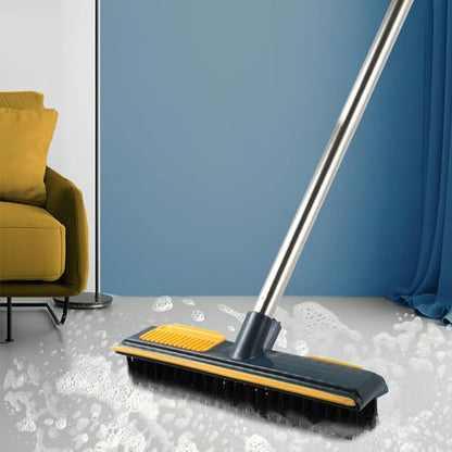 Cabilock Long Handle Cleaning Brush with Stiff Bristles, 108cm Floor Scrub Brush for Bathroom and Tile, Yellow Hard Bristle Shower Scrubber for Deep Corner and Crevice Cleaning