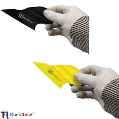 RockRose Black Side Trim Mini Squeegee - Compact and Ergonomic Tool with Flexible Blade for Precision Window Film and Car Tint Application - (Pack 3 Units)