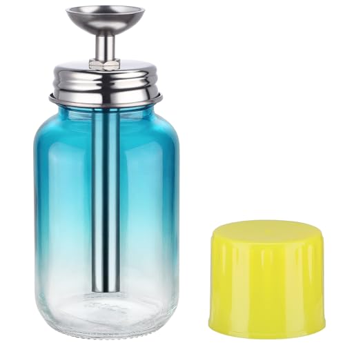 Noverlife 4Oz / 120ml Push Down Pump Dispenser with Copper Core, Nail Polish Remover Pump Bottles Glass Rubbing Alcohol Dispensers, Refillable Alcohol Dispenser Push Down Bottle - Gradient Blue - color: E - 1pcs - Blue Round Shaped